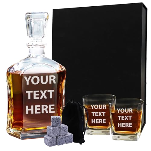 My Personal Memories, Custom Personalized 23 oz Liquor Decanter, Engraved Glass Whiskey Bottle with Name (Any Text Design)