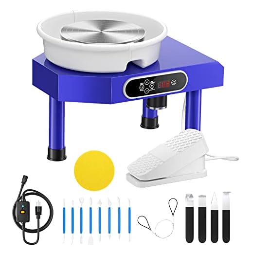 Electric Pottery Wheel Machine 25CM Pottery Throwing Ceramic Machine LCD Touch Ceramic DIY Clay Tool for Ceramic Work Art Clay with 12 Pcs Clay Sculpting Tools+1 pcs Clay Cutter, Foot Pedal