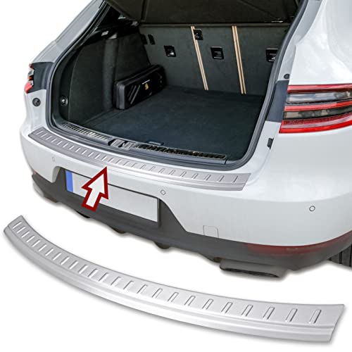 Protection de seuil de chargement en acier inoxydable mat compatible avec Porsche Macan - À partir de 2014 - Avec rebord - Qualité supérieure RECAMBO