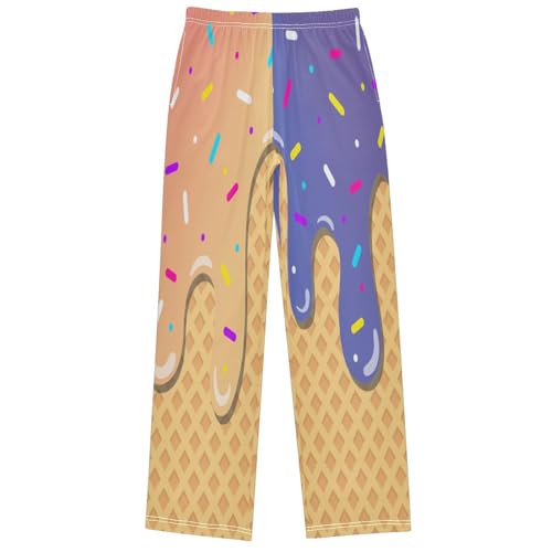 Boy's Pants Two Color Ice Cream Jogger Pants Elastic Waist Long Bottoms Trousers with Pockets 6-14 Years
