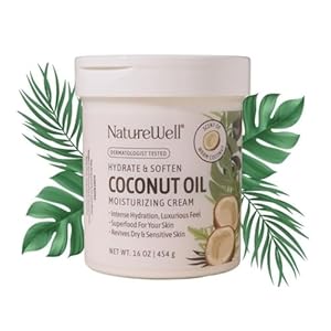 NATURE WELL Hydrate & Soften Coconut Oil Moisturizing Cream for Face, Body, & Hands, Non-Greasy, Intense Hydration & Luxurious Feel, Revives Dry & Sensitive Skin, Superfood for Your Skin, 16 Oz