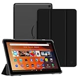 Fintie Hülle für Amazon Fire HD 10 Tablet 13. Generation 2023, Superdünn Schutzhülle mit Translucent Rückseite Hülle mit Auto Schlaf/Wach Funktion, Schwarz