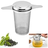 Coollooda 茶こし ティーストレーナー ステンレス製 超極細 メッシュ 茶葉濾過 深型 マグ、カップ、ポット用茶漉し 双方持ち手 蓋付き