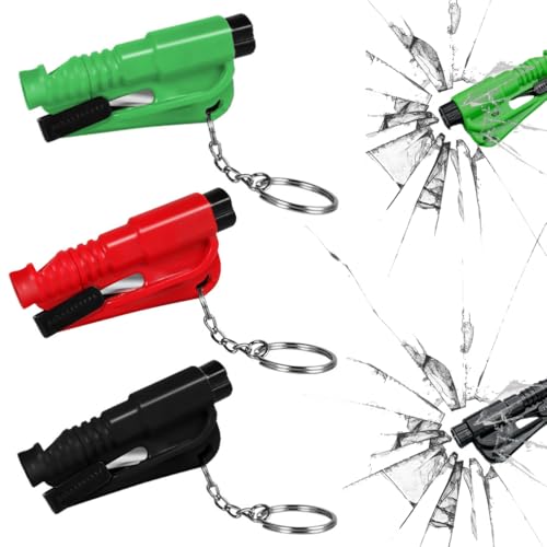 GNHG 3 Stück Gurtschneider Notfallhammer,Notfall Nothammer Auto,2 in 1 Auto Sicherheitshammer mit Sicherheitsgurtschneider,Schwarz und Rot