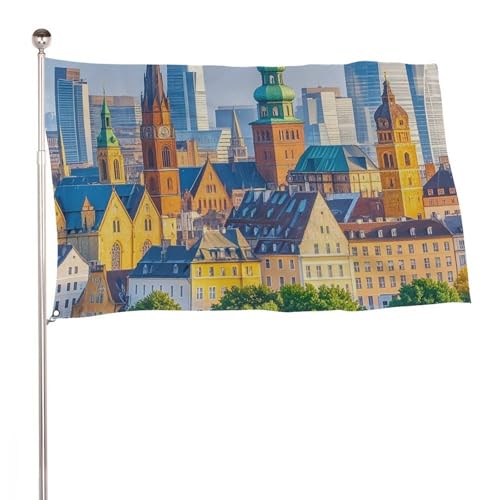 Drapeaux imprimés de bâtiment européen en grand format pour espace extérieur