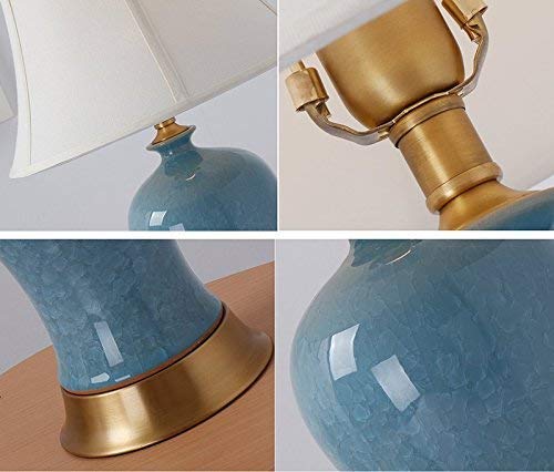Lampe de salon rétro E27 céramique craquelée éclairage chic de table 65cm - 7