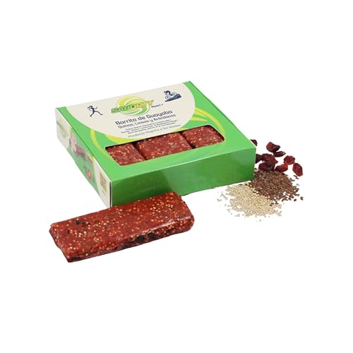 Saborty Nutri+ Barrita de Bocadillo de Guayaba con Semillas y Frutas - Vegana y Sin Gluten - Fuente de Energía Natural y Fibra - (1 Caja de 6 Unidades, Guayaba, Quinoa, Linaza y Arándanos)