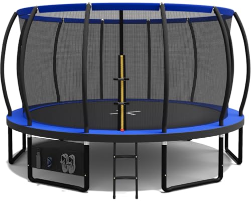 Devoko Trampolin Outdoor Ø 228/305/366/427 cm, GS-Zertifikat, Kindertrampolin Gartentrampolin mit Sicherheitsnetz, Rundes Riesentrampolin mit Leiter und Schuhbeutel