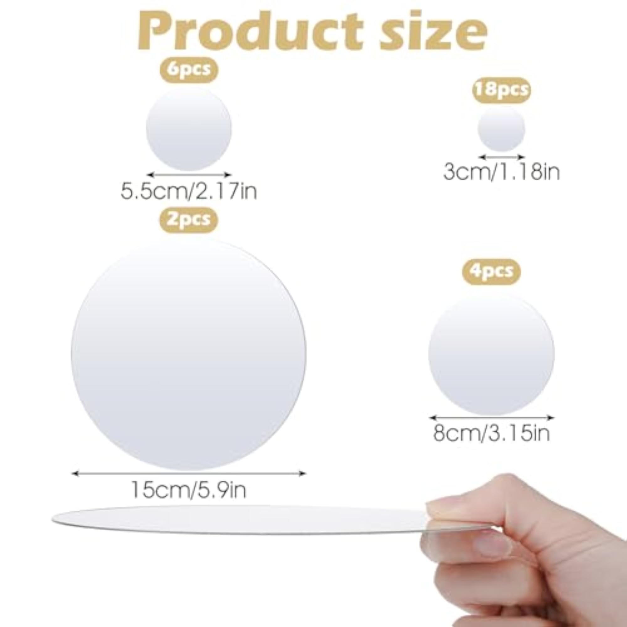 30 Pieces Real Glass Round Mirror Tiles