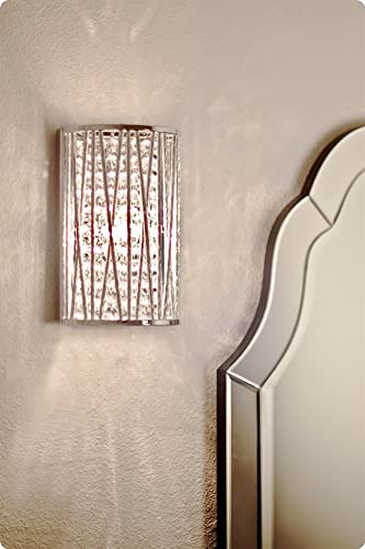 Kira Home Claire 9" Modern Chic Wall Sconce + Shiny Hanging Crystals, Rounded Metal Frame, Chrome Finish #TOP1