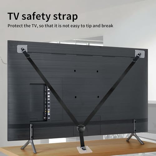 Miniatura 3 de Correas De Seguridad Para Tv Y Muebles, Sin Taladrar Anclajes De Tv Ajustables Protect Correa De Seguridad Tv Con 3 Tornillos Adhesivos Y 3 Tuercas Pulgar Para Niños Pequeños Mascotas,2 Piezas,Negro