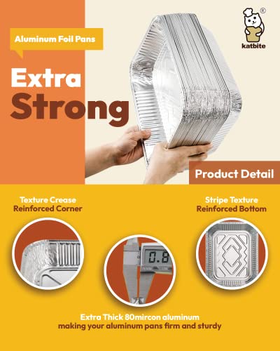 Katbite 9X13 Half Size Aluminum Foil Pans, Disposable 30 Pack Baking Pans, Square Aluminum Baking Pans, Foil Pans Great For Cooking, Heating, Storing, Prepping Food #TOP1