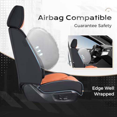 Image of Coverado Seat Covers, Car Front Seat Covers with Backrest, Nappa Leather Car Seat Protectors,Waterproof &Breathable,Anti-Slip Automotive Seat Cushion, Universal Fit for Most Vehicles