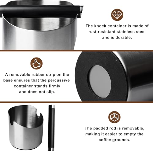MEYAGOT Abklopfbehälter, Abschlagbehälter für Siebträger, Abklopfbehälter für siebträger, Knock Box SiebträGer ZubehöR Kaffeesatz AbschlagbehäLter, Kaffeemaschine Abschlagbox, Kaffee AbklopfbehäLter