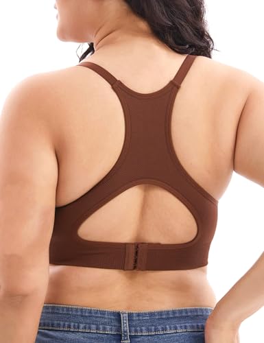 Image of HOFISH Support Nursing Bras for Breastfeeding Medium Impact Maternity & Nursing Sports Bra Seamless Racerback Pregnancy Bra
