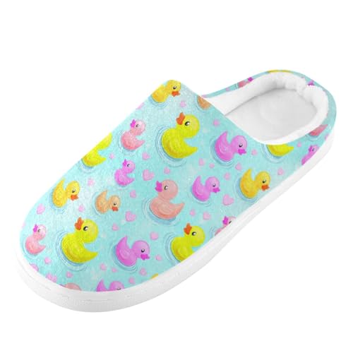 Cute Rubber Duck Blue Slippers for Women Men, Soft House Slippers with Cozy Memory Foam Indoor Outdoor Slippers Size 8/9 23015222
