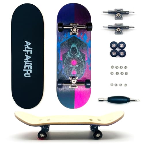 ALFAILEFU Pro Fingerboard 32mm Wooden Board Professional Finger Skateboard Trucks CNC Wheels with Bearings (Death)