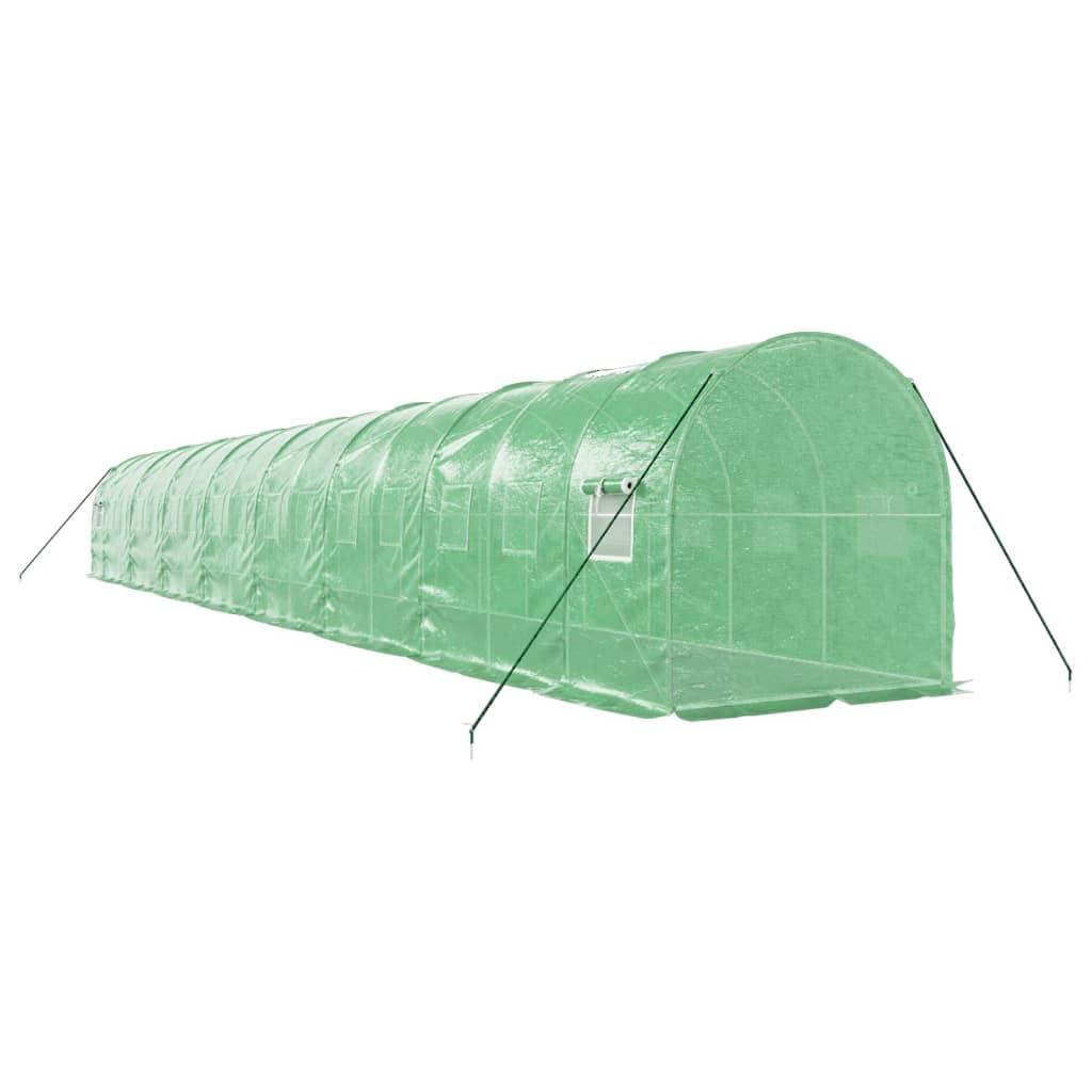 Invernadero de 16 x 2 x 2 m, 32 m², con marco de acero y cubierta de polietileno, verde, túnel de aluminio, invernadero para verduras y tomates, ventilación para cultivo e invernada