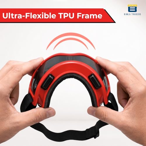 Image of Premium Adult Motocross Dirt Bike Racing, Cycling Goggles - Transparent Lens, Adjustable Strap with Extra Back Padding for Comfort