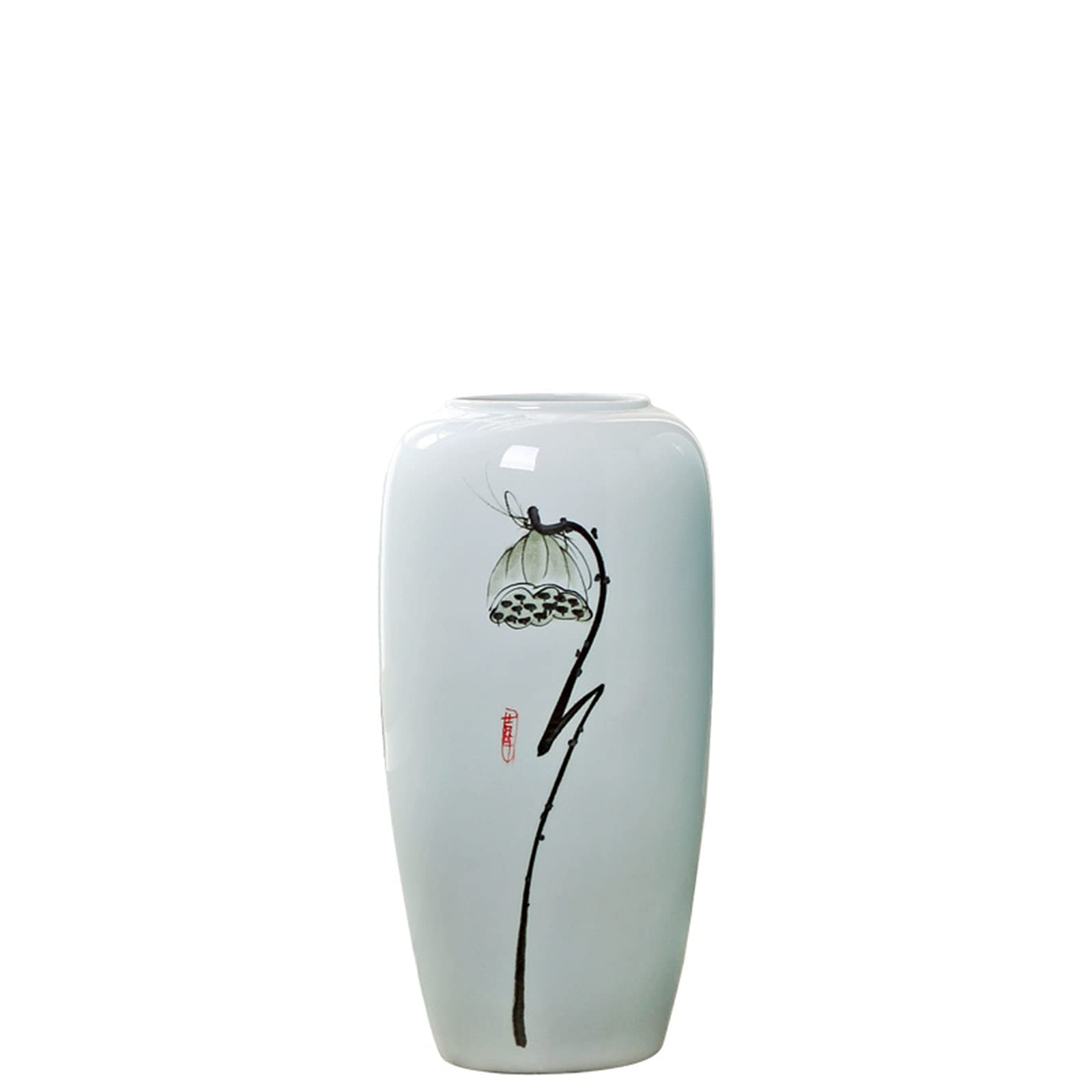 asdchZen Indoor Gardening Decorative Vases In The Living Room, Floor-Standing Ceramic Vase Large Vase Ornamental Vase Home Decoration Vase,26 * 50CM