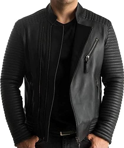 BAGS 2 CROWN Men’s Genuine light Weight Leather Racing Bikers Style Jacket SO265