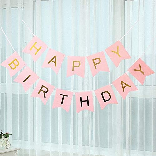 EACHHAHA Happy Birthday Banners,Pastel Birthday Banners Happy birthday garland Birthday Bunting,Birthday praty decorations,Perfect for Indoor and outdoor Birthday Parties(Pink)