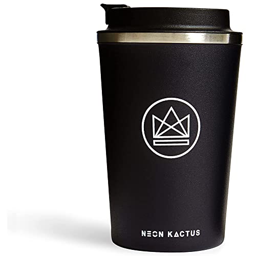 Neon Kactus Taza Para Llevar | Termo de 12oz de Viaje | Vaso de Cafe Termico de Acero Inoxidable | Aislado Con Doble Pared Para Mantener Tu Bebida Fría o Caliente | Incluye Tapa Hermética | Rock Star