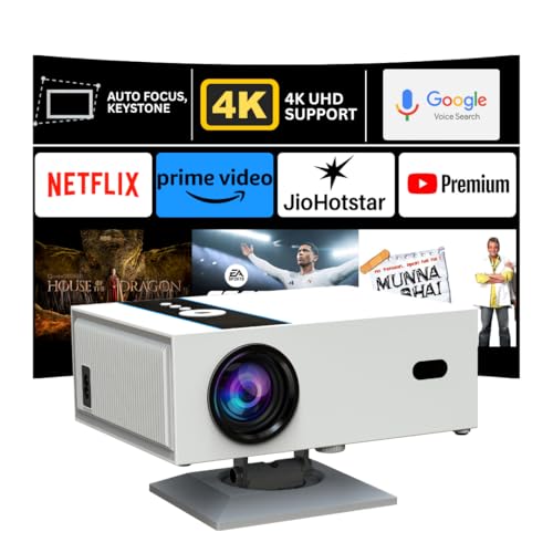 Image of Ghost Projector X6 Full HD Native 1080P, 4K Support | 11850 Lumens | Swivel Stand 360 * 35 Degree | Android 11 (2GB +16GB) | Auto (Focus + Keystone + Obstacle Avoidance) (White)