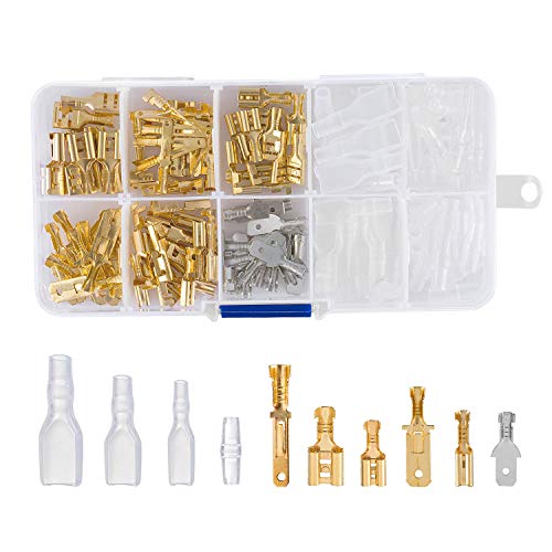 ZOEON 150 Pcs Connecteur à Sertir Spade Terminals avec Manchon Isolant Cosse pour Connecteurs de Fils et de Câbles Connecteurs Cosses électriques en Laiton