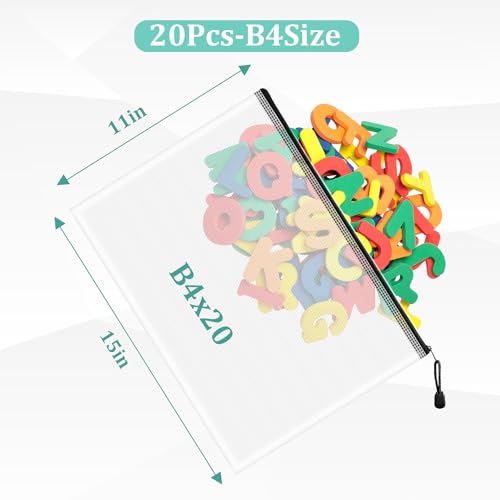 Image of 20pcs Mesh Zipper Pouch Bags, B4 Sizes Zipper Pouch, Mesh Bags with Zipper, Plastic Zipper Pouches for Organizing, Puzzles, Travel, School Office Organize