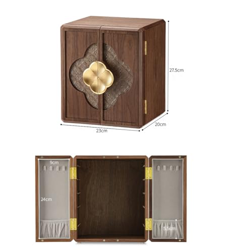 NHDVDVAV Joyero rústico de Madera, Vitrina de Madera de Nogal Negro, Organizador de Joyas de 5 Niveles para Pendientes, Anillos, Pulseras, Mujeres y niñas - imagen 2