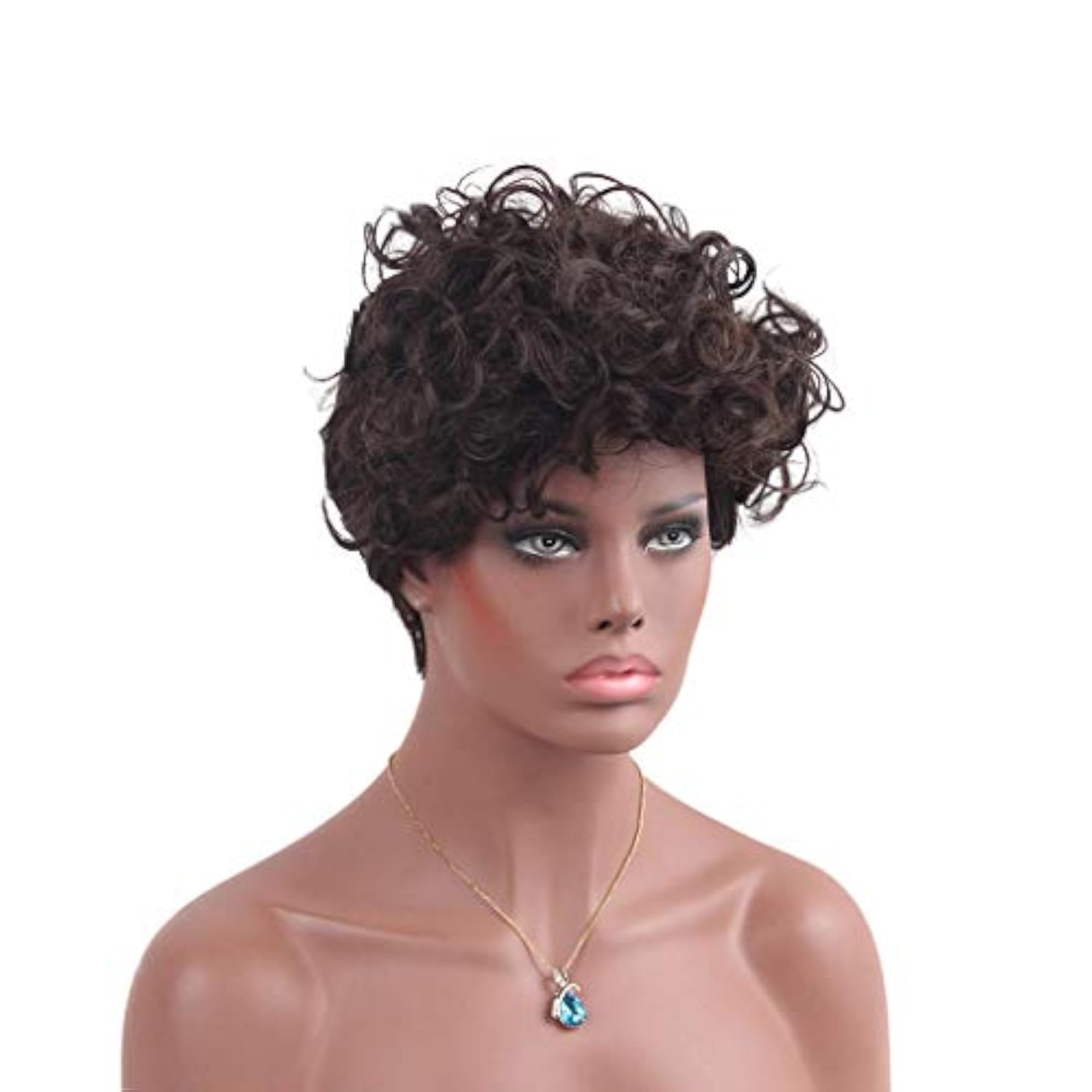 Natural Brown Kinky Curly Synthetic Wig