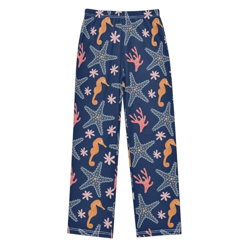 ZZXXB Seahorse Starfish Boys Long Pants Soft Trousers Elastic Waist Kids Lounge Bottoms with Pockets S-XL