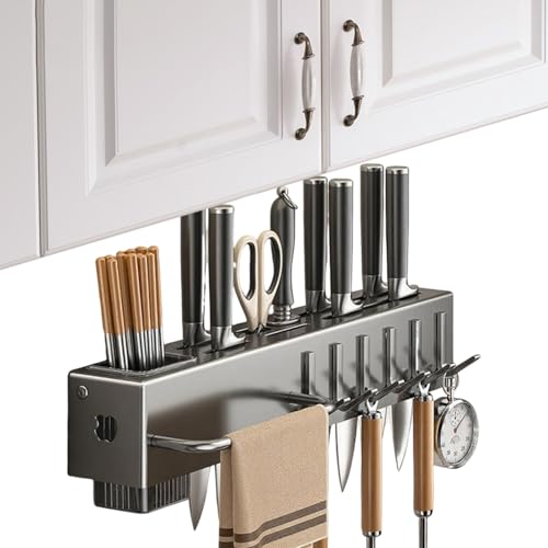 Genérico Porta Utensilios Cocina - Organizador De Utensilios De Cocina Montado En Pared,Barra Sin Taladros Para Colgar Cucharas Espátulas Tazas Y Accesorios