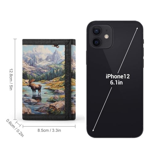 Mooses Crossing Streams Flying Bird Trifold Wallets for Men Women Ultra Thin Card Holder Purse with Zip Coin Pocket2