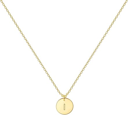 MOMOL Gold Initial Necklace 18K Gold Plated Stainless Steel Coin Engraved Heart Letter Necklace Name Necklace for Women