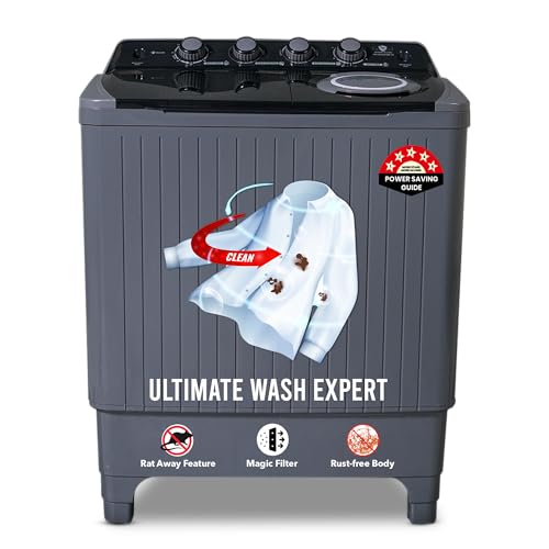 Image of Power Guard 8.5 kg, 5 star, Semi-Automatic Top Load Washing Machine, Air Turbo Drying, Dark Gray)