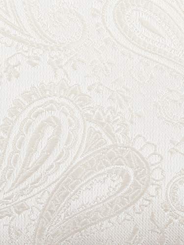 WANYING Homme Ascot Tie Plastron Cravate de Mariage Pré-nouée Réglable pour Mariage ou Sports équestres - Motif Paisley Blanc – vue 5