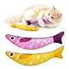 Catnip Toys for Indoor Cats with 5000mg Natural 2 Pack Fish Cat Toys with Hidden Bell Interactive Chew Kicker Toy with Crinkle Paper for Kitten Exercise Yellow Purple