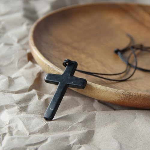 Karelian Heritage Shungite Cross Pendant - Black Jewelry for Men and Women4