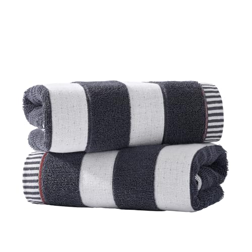sense gnosis 100% Cotton Hand Towel Set of 2 Gauze Ribbed Black Striped Soft Quick Dry and Absorbent Bathroom Decorative Hand Towel 13 x 29 Inch by sense gnosis - Image 6