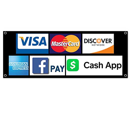 Credit Cards Payment App Banner 13 oz | Non-Fabric | Heavy-Duty Vinyl Single-Sided With Metal Grommets |