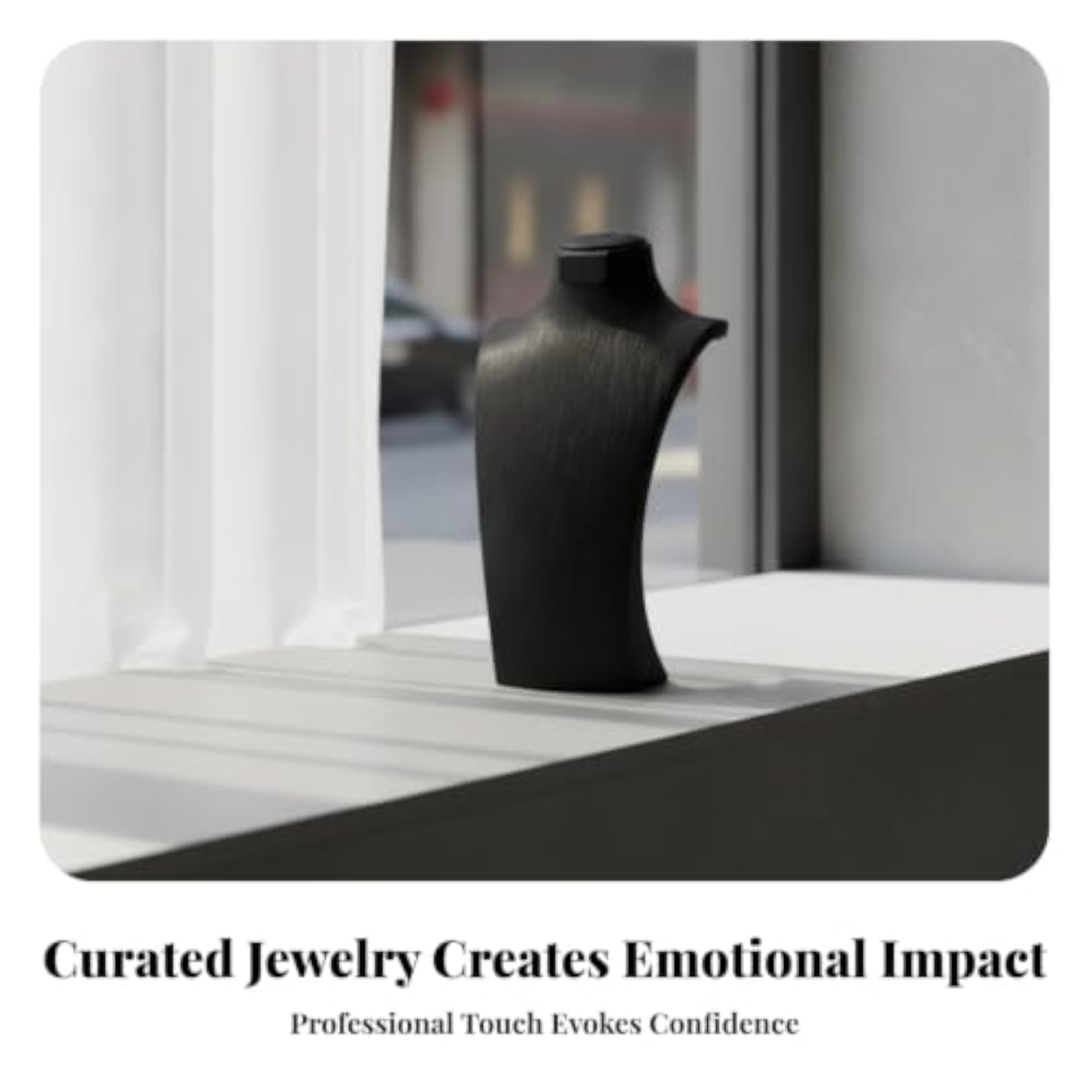 Matte Black Necklace Display Stand with Circular Top Finial