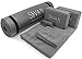 Sivan Health and Fitness Yoga Set 6-Piece– Includes 1/2" Ultra Thick NBR Exercise Mat, 2 Yoga Blocks, 1 Yoga Mat Towel, 1 Yoga Hand Towel and a Yoga Strap (Gray)