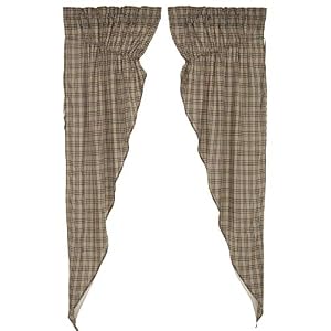 VHC Brands Sawyer Mill Plaid Cotton Farmhouse Bedroom Curtains Rod Pocket Drawstring Ties Prairie Panel Pair 84 Inches Long, Charcoal Black VHC Brands Sawyer Mill Plaid Cotton Farmhouse Bedroom Curtains Rod Pocket Drawstring Ties Prairie Panel Pair 84 Inches Long Charcoal Black