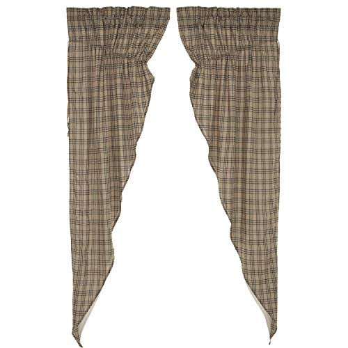 VHC-Brands-Sawyer-Mill-Plaid-Cotton-Farmhouse-Bedroom-Curtains-Rod-Pocket-Drawstring-Ties-Prairie-Panel-Pair-84-Inches-Long-Charcoal-Black VHC Brands Sawyer Mill Plaid Cotton Farmhouse Bedroom Curtains Rod Pocket Drawstring Ties Prairie Panel Pair 84 Inches Long Charcoal Black