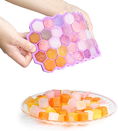 PIQIUQIU 2 stuks ijsblokjesvormen met 37 vakjes met deksel, ijsblokjeshouder van siliconen, Ice Cube Tray Bier, Whisky… - Image 4