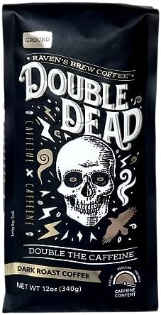 Raven's Brew Coffee High Caffeine Coffee Dark Roast Ground - Double Dead 12oz