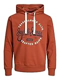 Druck an der Vorderpartie JACK & JONES Herren Jjmikk Sweat Hood Pls Kapuzenpullover , Rot,3XL