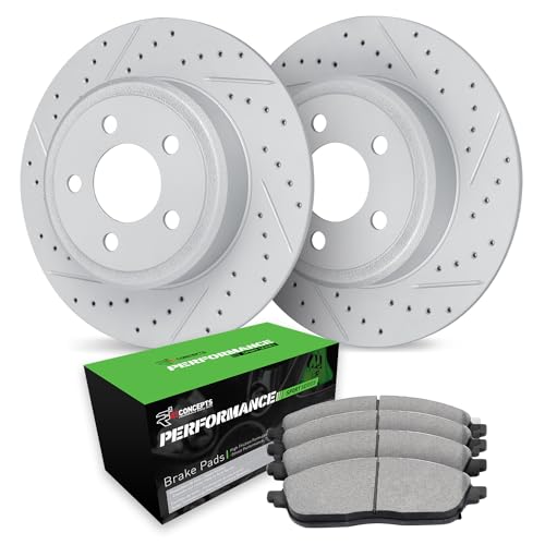 R1 Concepts Rear Brake Kit Fits 2009-2014 Acura TSX; 2008-2017 Honda Accord| Performance Sport Brake Pads and Drilled Slotted Brake Rotors| 11.1" Rear